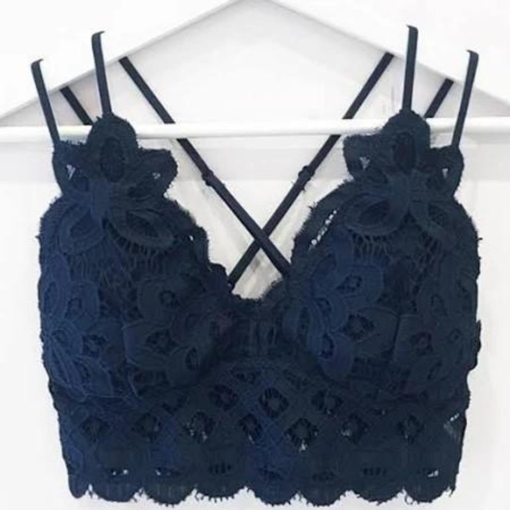Crochet Lace Bralette - Navy